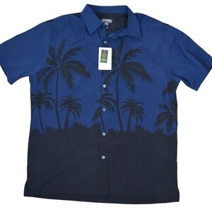Van Heusen Men’s‎ Quick Dry Black Iris Short Sleeve Camp Shirt Size Large NEW